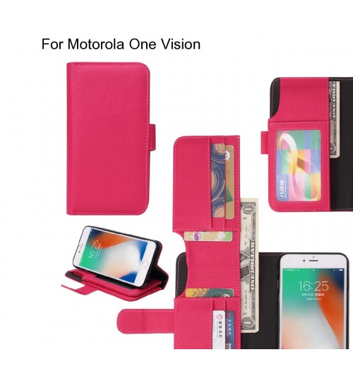 Motorola One Vision case Leather Wallet Case Cover