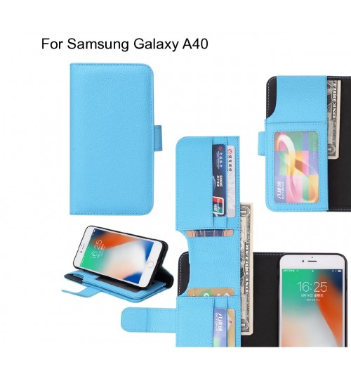 Samsung Galaxy A40 Case Leather Wallet Case Cover - Blue
