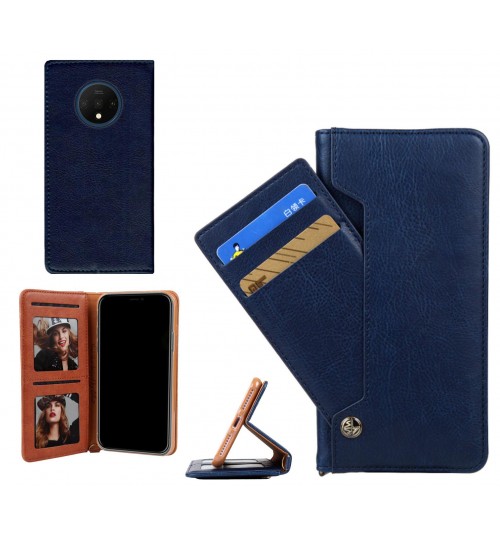 Oneplus 7t Case Slim Leather Wallet Case 4 Cards 2 Id Magnet - Blue
