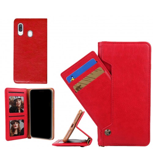 Samsung Galaxy A40 Case Slim Leather Wallet Case 4 Cards 2 Id Magnet - Red