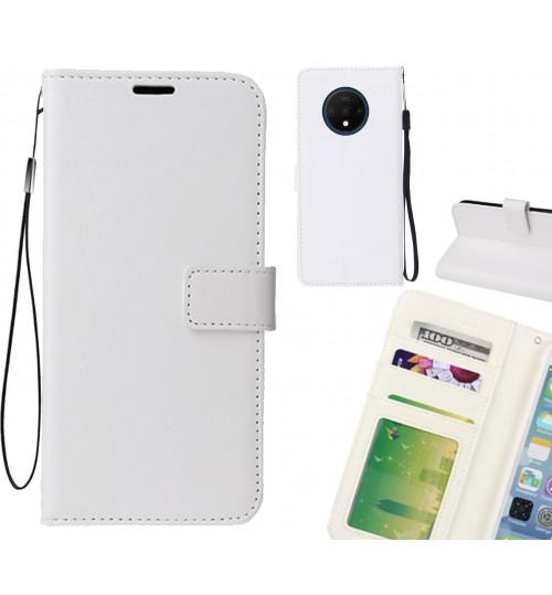 Oneplus 7t Case Fine Leather Wallet Case - White