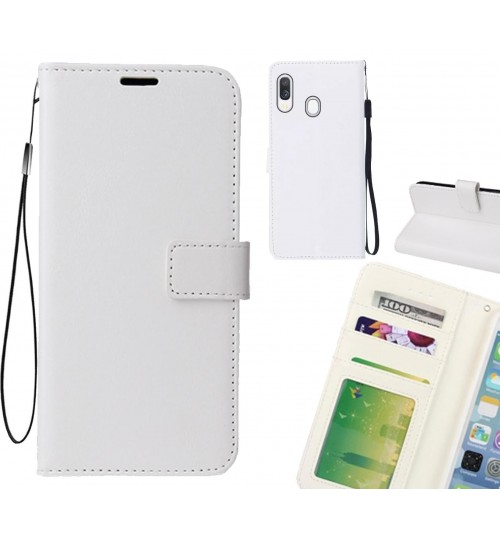 Samsung Galaxy A40 Case Fine Leather Wallet Case - White