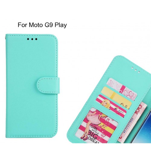 Moto G9 Play  Case Magnetic Flip Leather Wallet Case - Green