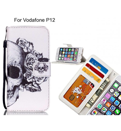 Vodafone P12 case 3 card leather wallet case printed ID