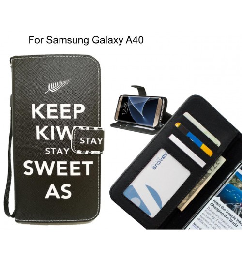 Samsung Galaxy A40 case 3 card leather wallet case printed ID