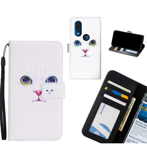 Motorola One Vision case 3 card leather wallet case printed ID