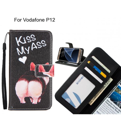Vodafone P12 case 3 card leather wallet case printed ID