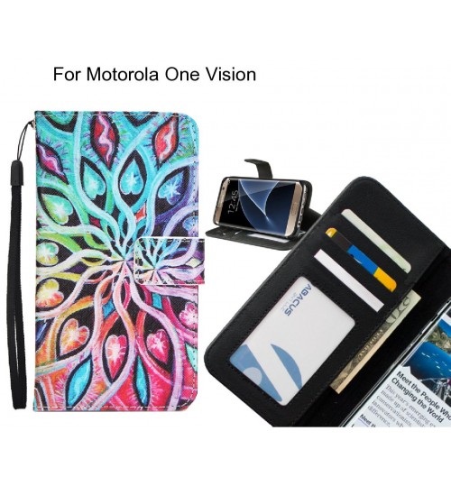 Motorola One Vision case 3 card leather wallet case printed ID