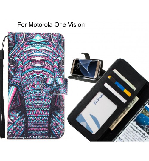 Motorola One Vision case 3 card leather wallet case printed ID