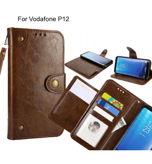 Vodafone P12  Case Executive Multi Card Wallet Leather Case - Brown