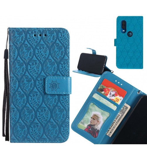 Motorola One Vision Case Leather Wallet Case embossed sunflower pattern