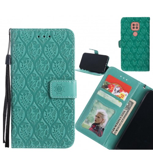 Moto G9 Play Case Leather Wallet Case embossed sunflower pattern