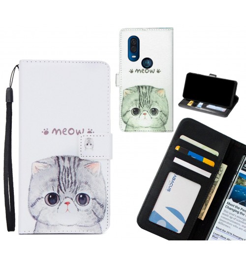 Motorola One Vision case 3 card leather wallet case printed ID