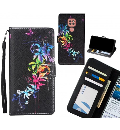 Moto G9 Play case 3 card leather wallet case printed ID