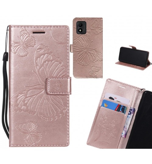 Vodafone P12 Case Embossed Butterfly Wallet Leather Case - Rose Gold