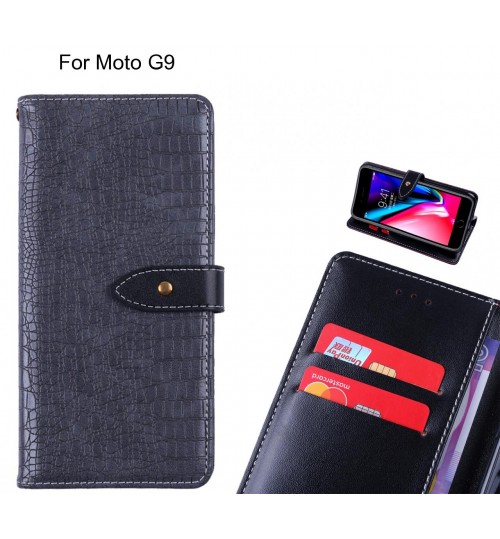 Moto G9 case croco pattern leather wallet case