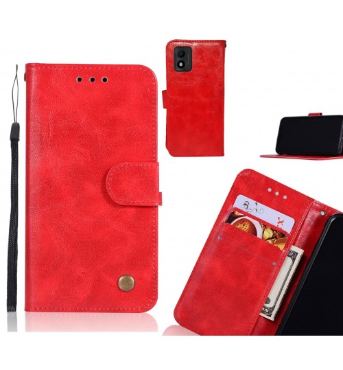 Vodafone P12 Case Vintage Fine Leather Wallet Case - Red