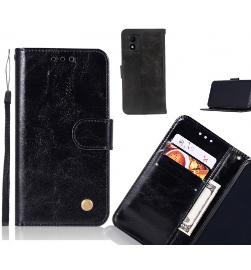 Vodafone P12 Case Vintage Fine Leather Wallet Case - Black