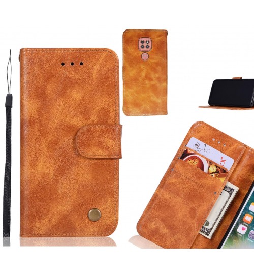 Moto G9 Play Case Vintage Fine Leather Wallet Case - Brown