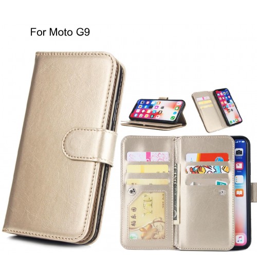 Moto G9 Case triple wallet leather case 9 card slots
