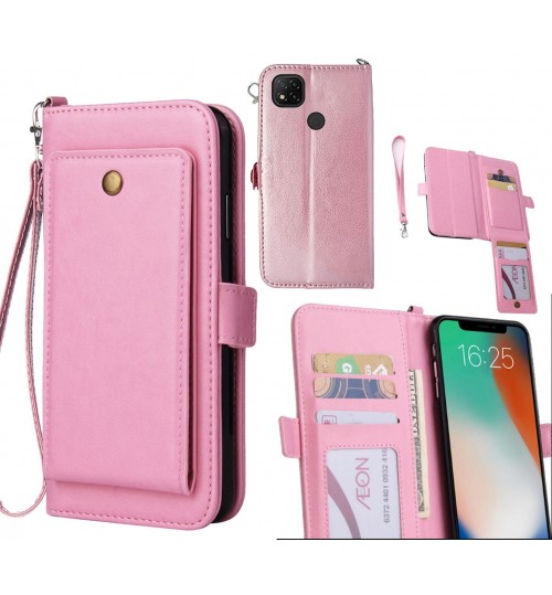 Xiaomi Redmi 9c Case Retro Leather Wallet Case - Pink