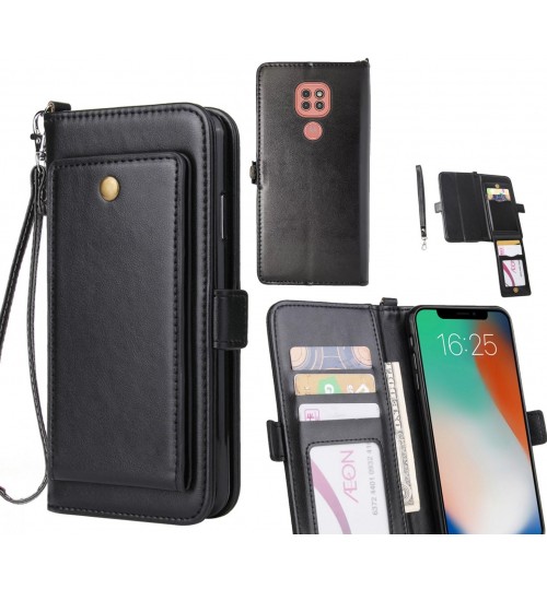 Moto G9 Play Case Retro Leather Wallet Case