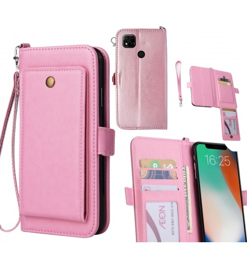 Xiaomi Redmi 10a Case Retro Leather Wallet Case - Pink