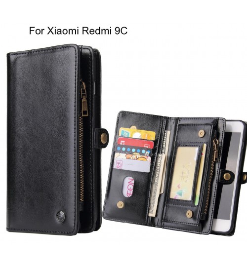 Xiaomi Redmi 9C Case Retro leather case multi cards cash pocket