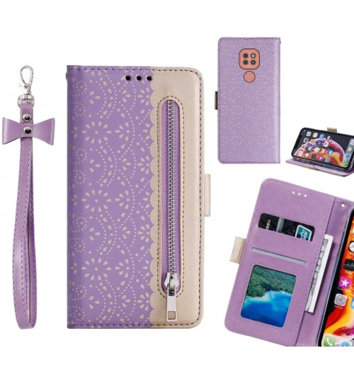 Moto G9 Play Case Multifunctional Wallet Case - Purple