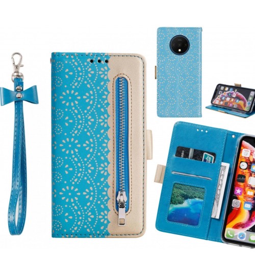 Oneplus 7t Case Multifunctional Wallet Case - Blue
