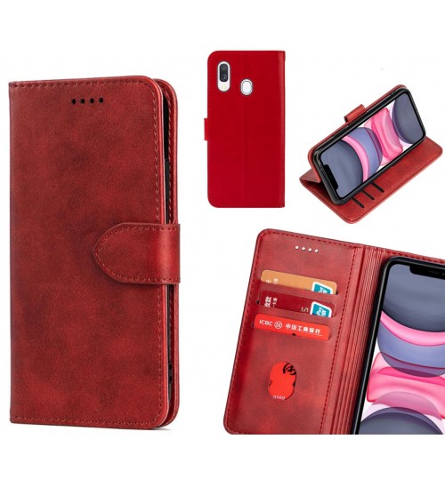Samsung Galaxy A40 Case Premium Leather Id Wallet Case - Red