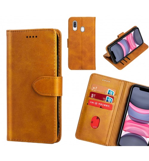 Samsung Galaxy A40 Case Premium Leather Id Wallet Case - Brown