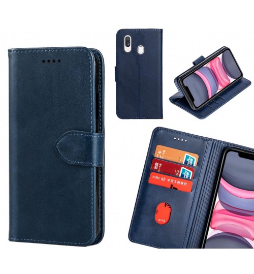 Samsung Galaxy A40 Case Premium Leather Id Wallet Case - Dark Blue