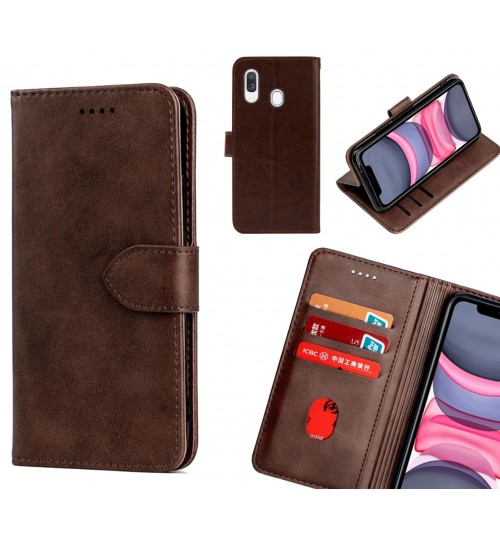 Samsung Galaxy A40 Case Premium Leather Id Wallet Case - Dark Brown