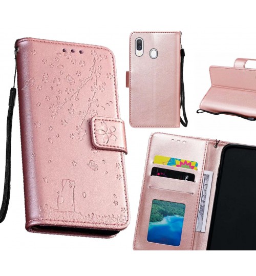 Samsung Galaxy A40 Case Embossed Wallet Leather Case - Rose Gold