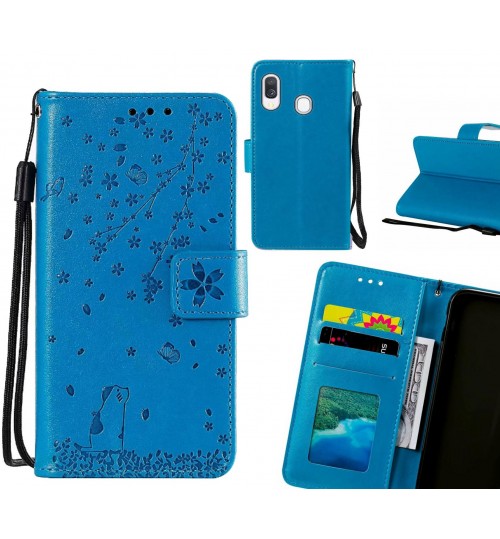 Samsung Galaxy A40 Case Embossed Wallet Leather Case - Blue