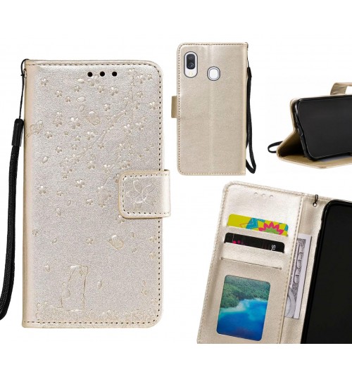 Samsung Galaxy A40 Case Embossed Wallet Leather Case - Gold