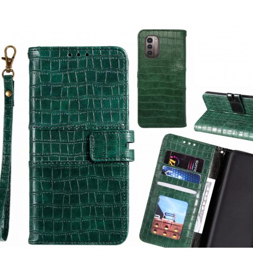Nokia G21 Case Croco Wallet Leather Case - Green