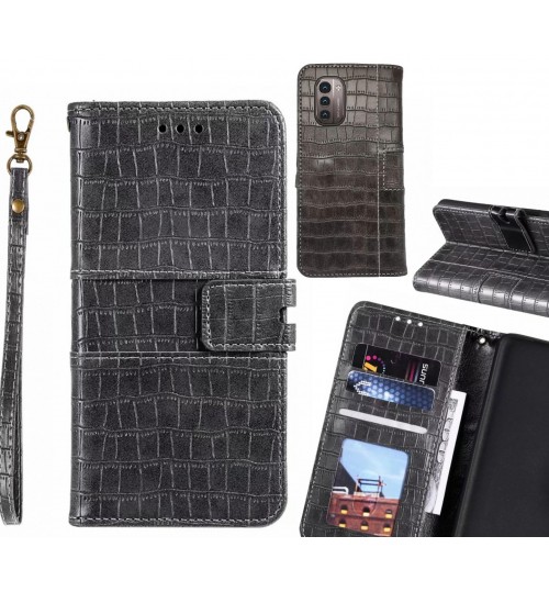Nokia G21 Case Croco Wallet Leather Case - Grey