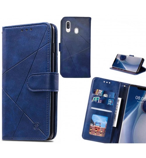 Samsung Galaxy A40 Case Fine Leather Wallet Case - Blue