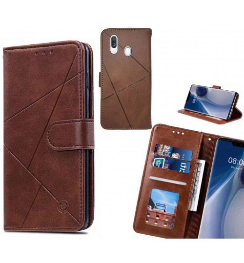 Samsung Galaxy A40 Case Fine Leather Wallet Case - Brown