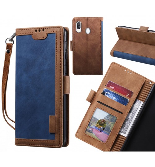 Samsung Galaxy A40 Case Wallet Denim Leather Case Cover - Blue