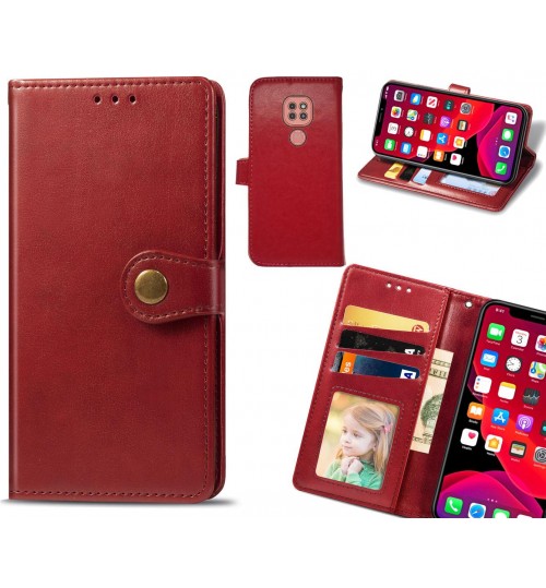 Moto G9 Play Case Premium Leather Id Wallet Case - Red