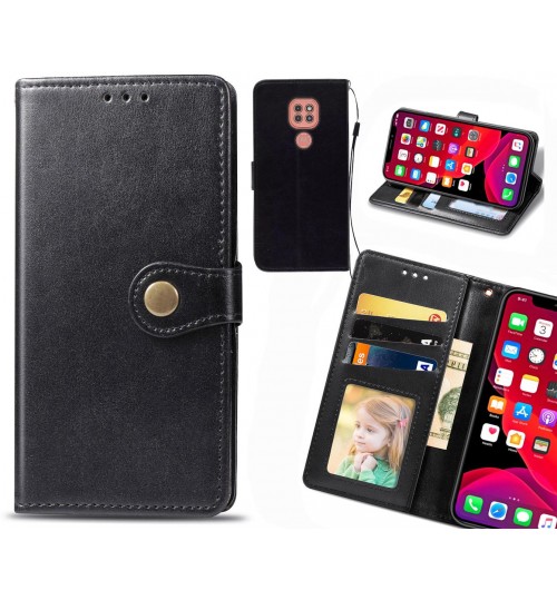 Moto G9 Play Case Premium Leather Id Wallet Case - Black