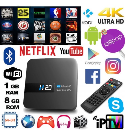 Smart TV Box H20 4K Android 10 Media Player