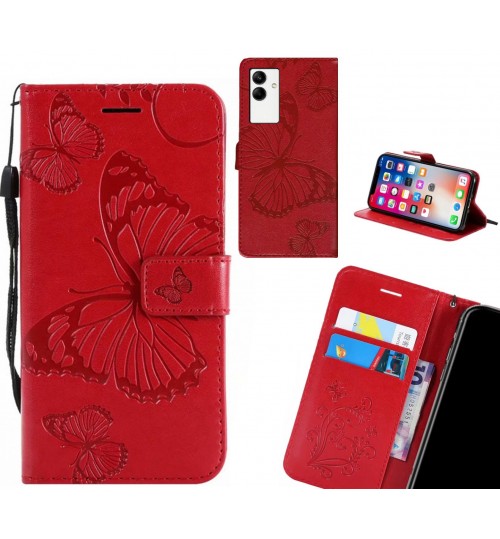 Samsung Galaxy A04 Case Embossed Butterfly Wallet Leather Case - Red
