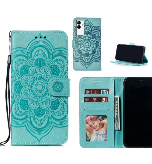 Samsung Galaxy A04 Case Leather Wallet Case Embossed Pattern - Green