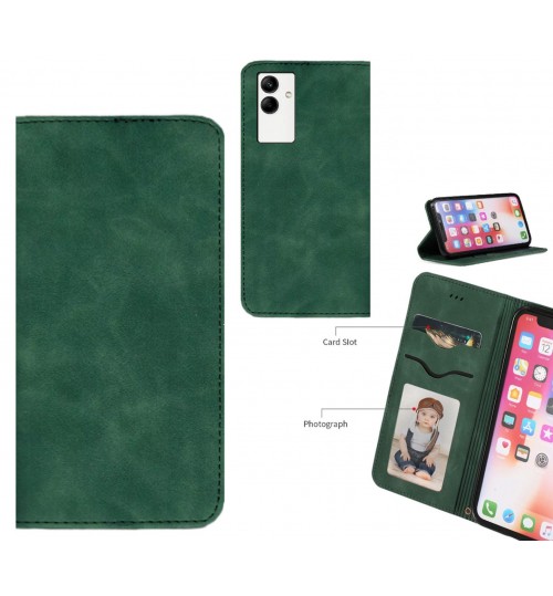 Samsung Galaxy A04 Case Premium Leather Magnetic Wallet Case - Green