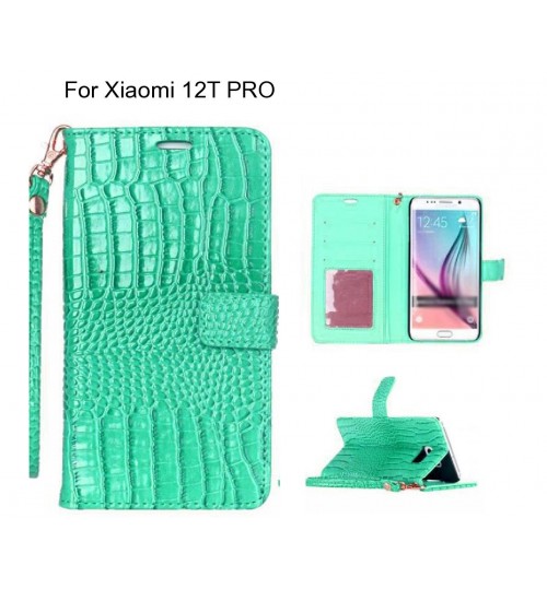 Xiaomi 12t Pro Case Croco Wallet Leather Case - Green