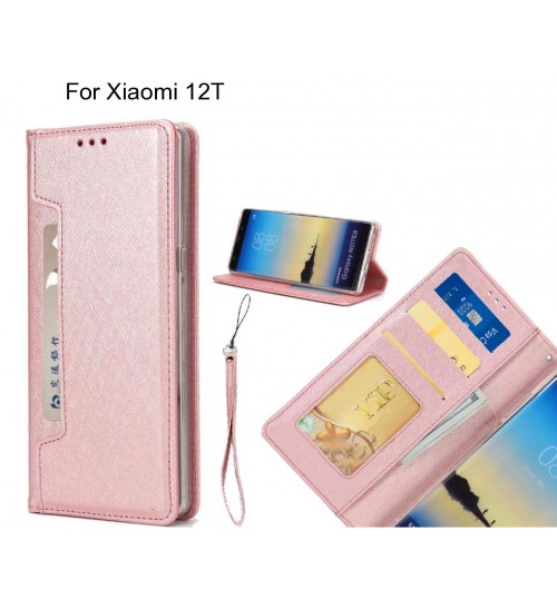 Xiaomi 12t Case Silk Texture Leather Wallet Case - Rose Gold